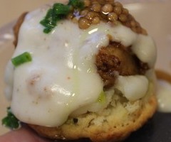 Buttermilk Fried Chicken with Rosemary Cheddar Biscuits & Country Gravy